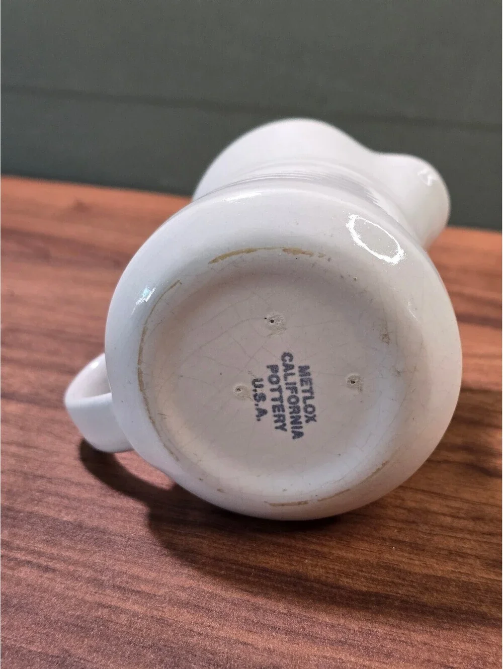 Vintage Metlox California Pottery White Ceramic Creamer Pitcher